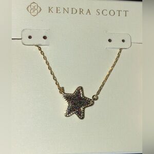 KENDRA SCOTT Glitter Oil Slick Purple Drusy Jae Star Pendant 14k Necklace NWT